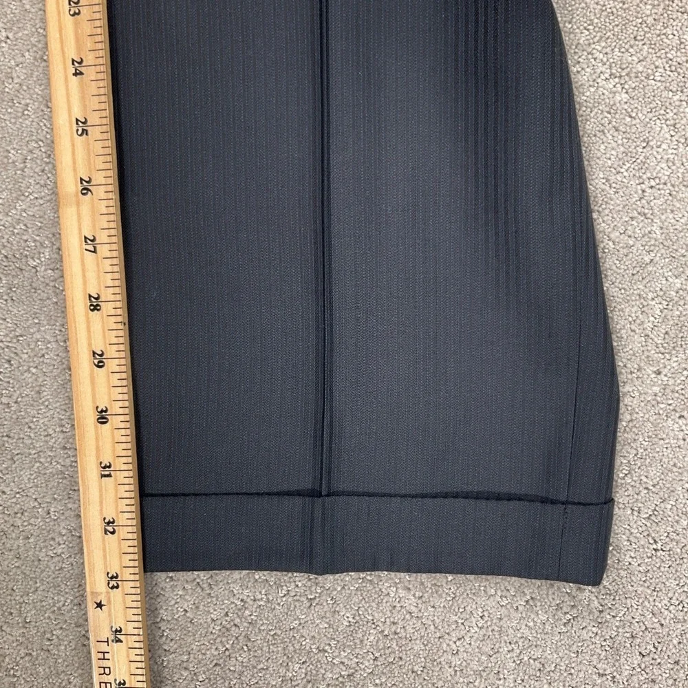 Bachrach Suit Men 46L 38W 33 Navy Blue Pinstripe Wool Career Classic Italian VTG